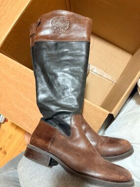 Vince Camuto Women's Two Tone Leather Riding Boots - size 8